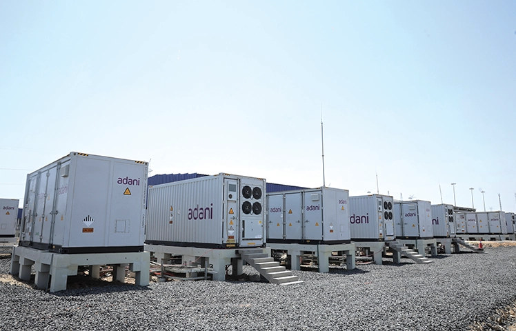 World's largest single-location Battery Energy Storage System outside China - Adani BESS containers at Khavda