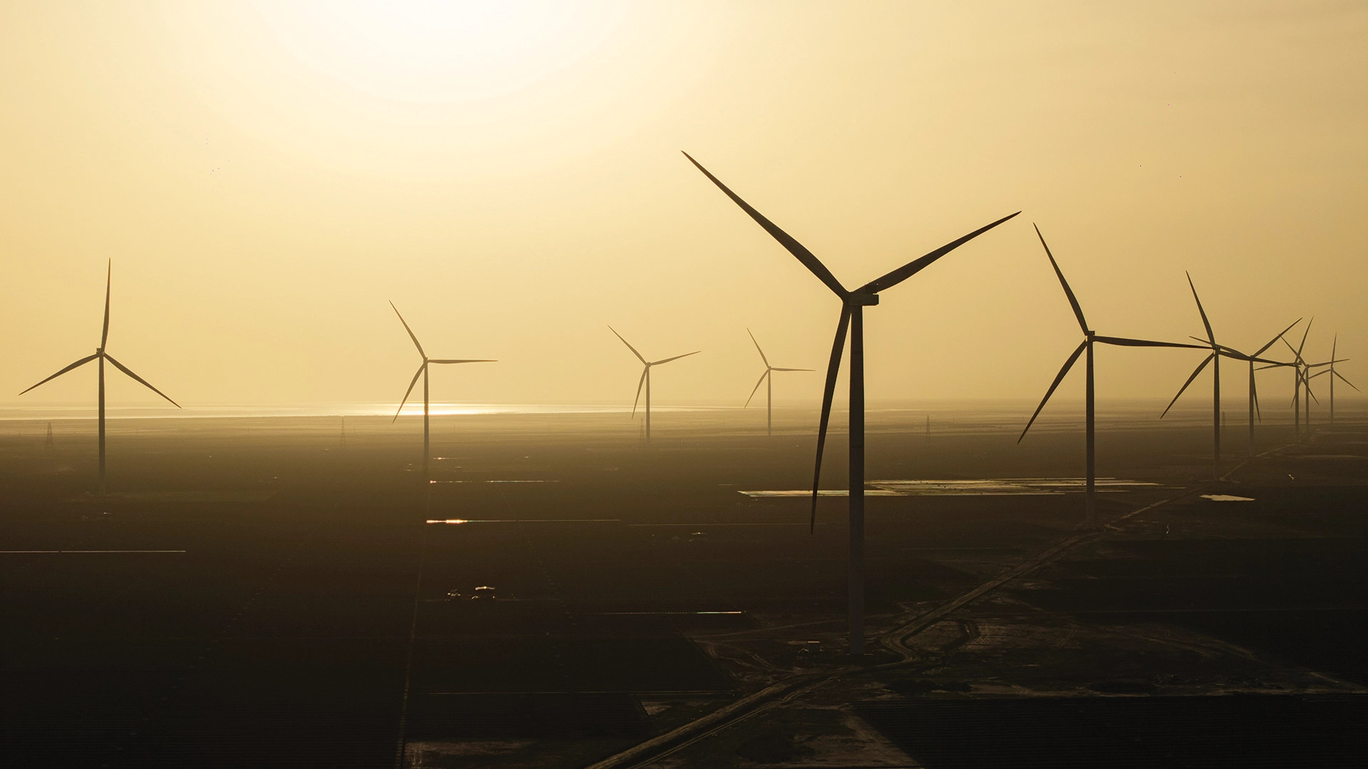 Khavda, Gujarat (wind farm at sunset, full spread)