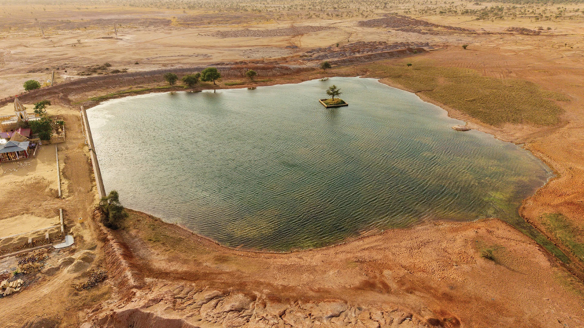 Restored water body with a tree island
